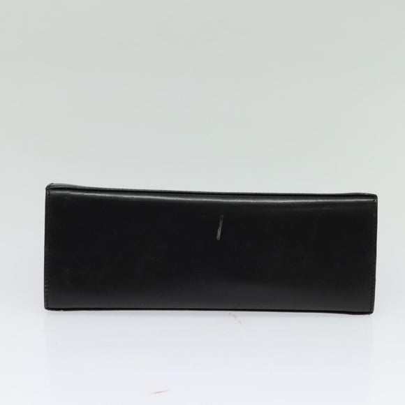 Salvatore Ferragamo Gancini Chain Shoulder Bag Leather Black Gold Auth MX455
