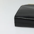 Salvatore Ferragamo Gancini Chain Shoulder Bag Leather Black Gold Auth MX456-14