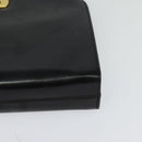 Salvatore Ferragamo Gancini Chain Shoulder Bag Leather Black Gold Auth MX456-15