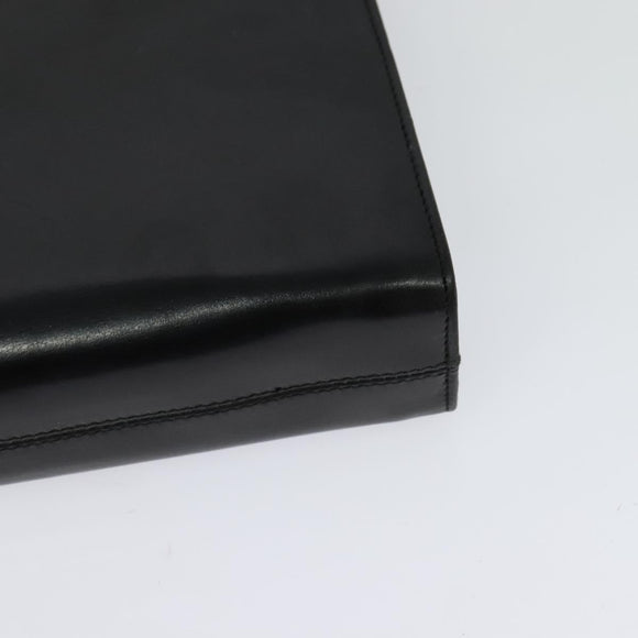 Salvatore Ferragamo Gancini Chain Shoulder Bag Leather Black Gold Auth MX456