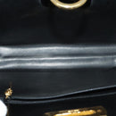 Salvatore Ferragamo Gancini Chain Shoulder Bag Leather Black Gold Auth MX456-11