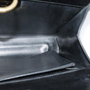 Salvatore Ferragamo Gancini Chain Shoulder Bag Leather Black Gold Auth MX456-17