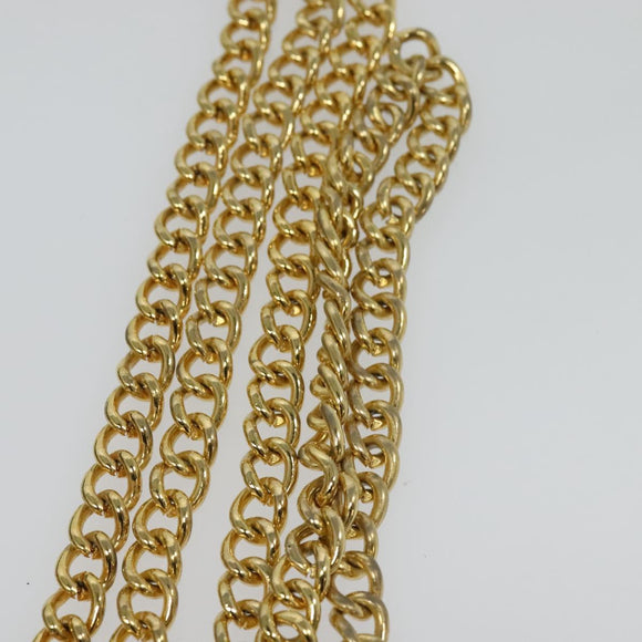 Salvatore Ferragamo Gancini Chain Shoulder Bag Leather Black Gold Auth MX456