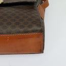 CELINE Macadam Canvas Circle Shoulder Bag PVC Leather Brown Gold Auth MX459-15
