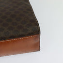 CELINE Macadam Canvas Circle Shoulder Bag PVC Leather Brown Gold Auth MX459-17