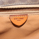 CELINE Macadam Canvas Circle Shoulder Bag PVC Leather Brown Gold Auth MX459-19