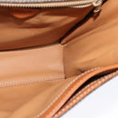 CELINE Macadam Canvas Circle Shoulder Bag PVC Leather Brown Gold Auth MX459-20