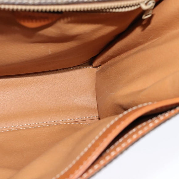 CELINE Macadam Canvas Circle Shoulder Bag PVC Leather Brown Gold Auth MX459