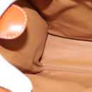 CELINE Macadam Canvas Circle Shoulder Bag PVC Leather Brown Gold Auth MX459-21