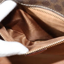 CELINE Macadam Canvas Circle Shoulder Bag PVC Leather Brown Gold Auth MX459-11