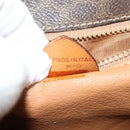 CELINE Macadam Canvas Circle Shoulder Bag PVC Leather Brown Gold Auth MX459-12