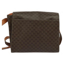 CELINE Macadam Canvas Circle Shoulder Bag PVC Leather Brown Gold Auth MX459-2