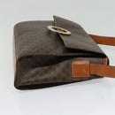 CELINE Macadam Canvas Circle Shoulder Bag PVC Leather Brown Gold Auth MX459-4