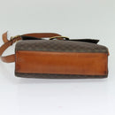 CELINE Macadam Canvas Circle Shoulder Bag PVC Leather Brown Gold Auth MX459-5