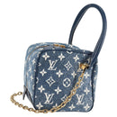 LOUIS VUITTON Monogram Denim Square bag Hand Bag Blue LV Auth MX471M-1