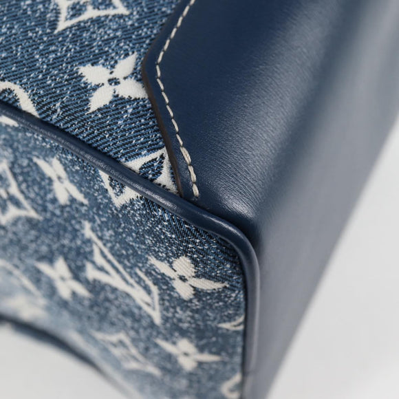 LOUIS VUITTON Monogram Denim Square bag Hand Bag Blue LV Auth MX471M