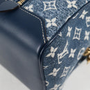 LOUIS VUITTON Monogram Denim Square bag Hand Bag Blue LV Auth MX471M-16