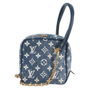 LOUIS VUITTON Monogram Denim Square bag Hand Bag Blue LV Auth MX471M-13