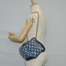 LOUIS VUITTON Monogram Denim Square bag Hand Bag Blue LV Auth MX471M-23