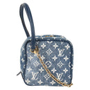 LOUIS VUITTON Monogram Denim Square bag Hand Bag Blue LV Auth MX471M-2