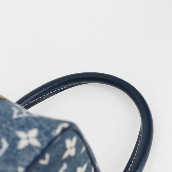 LOUIS VUITTON Monogram Denim Square bag Hand Bag Blue LV Auth MX471M