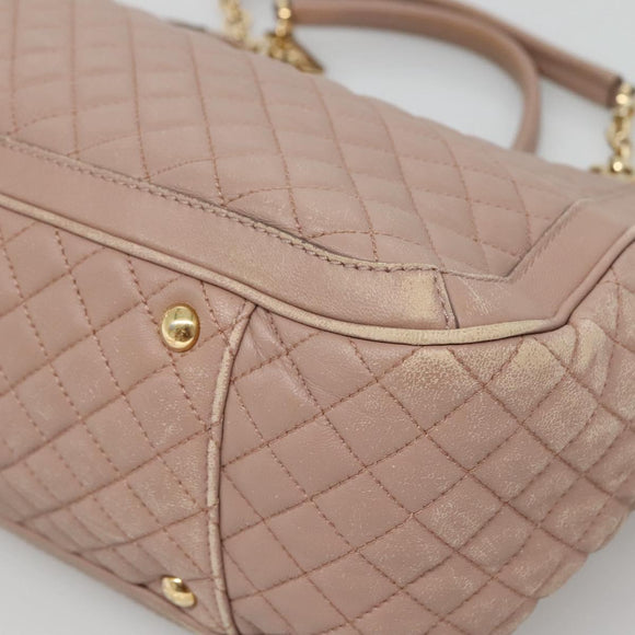 Salvatore Ferragamo Gancini Chain Shoulder Bag Leather Purple Gold Auth MX479