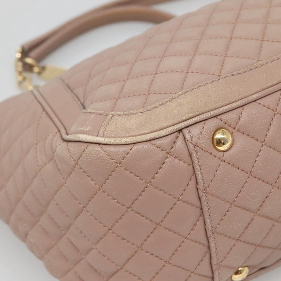 Salvatore Ferragamo Gancini Chain Shoulder Bag Leather Purple Gold Auth MX479