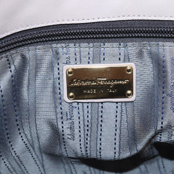 Salvatore Ferragamo Gancini Chain Shoulder Bag Leather Purple Gold Auth MX479