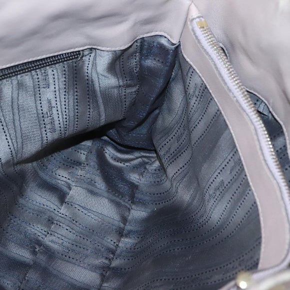 Salvatore Ferragamo Gancini Chain Shoulder Bag Leather Purple Gold Auth MX479