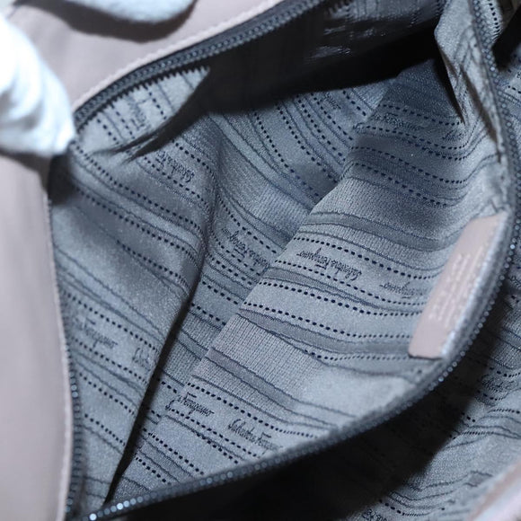 Salvatore Ferragamo Gancini Chain Shoulder Bag Leather Purple Gold Auth MX479