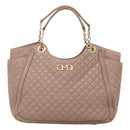 Salvatore Ferragamo Gancini Chain Shoulder Bag Leather Purple Gold Auth MX479-13