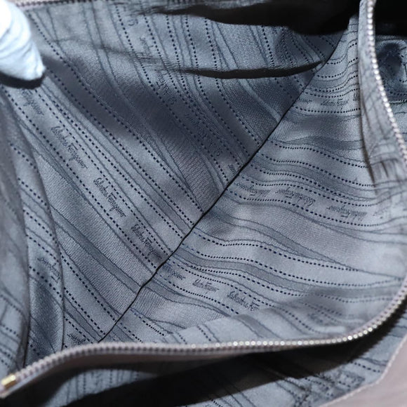 Salvatore Ferragamo Gancini Chain Shoulder Bag Leather Purple Gold Auth MX479