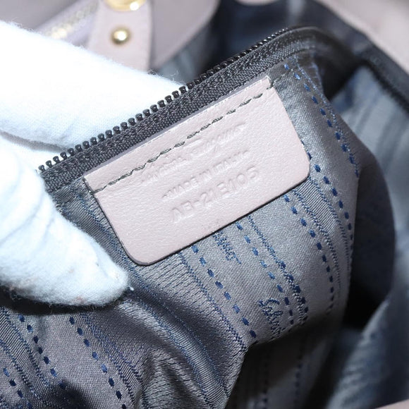 Salvatore Ferragamo Gancini Chain Shoulder Bag Leather Purple Gold Auth MX479