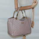 Salvatore Ferragamo Gancini Chain Shoulder Bag Leather Purple Gold Auth MX479-25