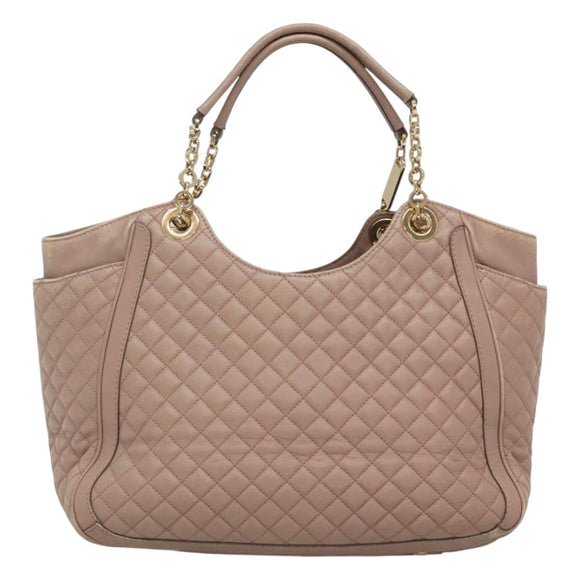 Salvatore Ferragamo Gancini Chain Shoulder Bag Leather Purple Gold Auth MX479