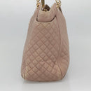 Salvatore Ferragamo Gancini Chain Shoulder Bag Leather Purple Gold Auth MX479-4