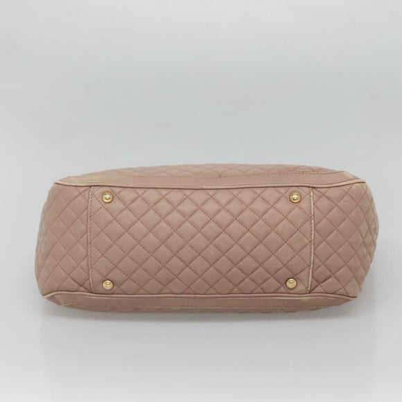 Salvatore Ferragamo Gancini Chain Shoulder Bag Leather Purple Gold Auth MX479