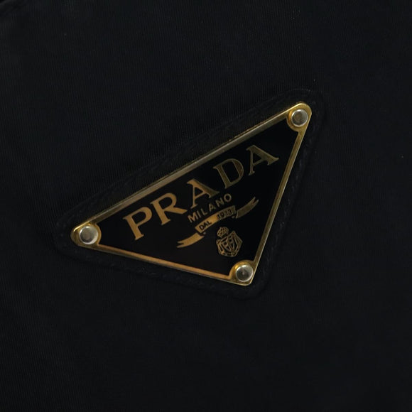 PRADA Tote Bag Nylon Navy Gold Auth MX480