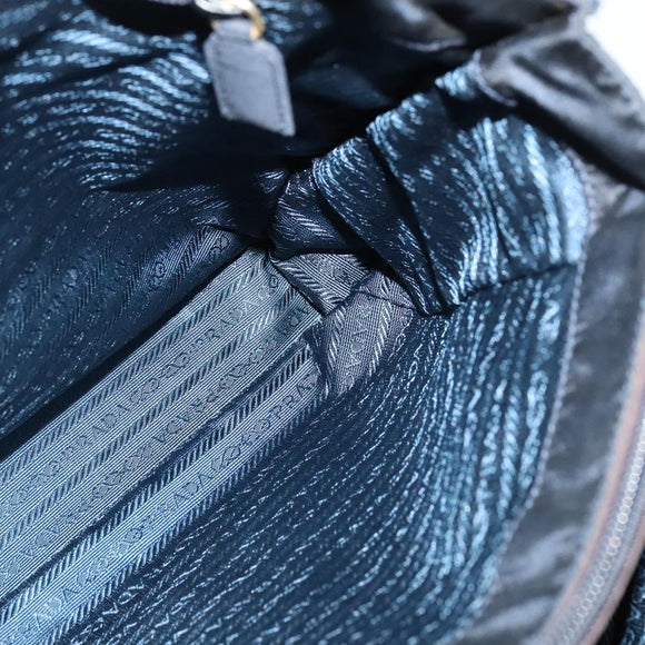 PRADA Tote Bag Nylon Navy Gold Auth MX480