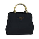PRADA Tote Bag Nylon Navy Gold Auth MX480-13