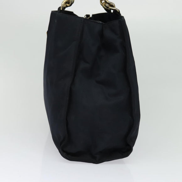 PRADA Tote Bag Nylon Navy Gold Auth MX480