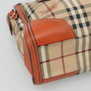 BURBERRY Nova Check Hand Bag PVC 2WAY Beige Gold Auth MX482-15