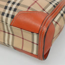 BURBERRY Nova Check Hand Bag PVC 2WAY Beige Gold Auth MX482-16