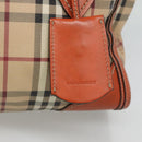 BURBERRY Nova Check Hand Bag PVC 2WAY Beige Gold Auth MX482-9