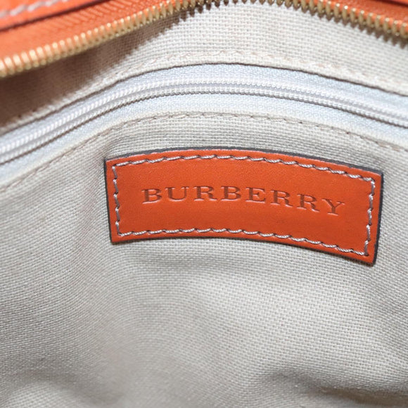 BURBERRY Nova Check Hand Bag PVC 2WAY Beige Gold Auth MX482