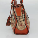 BURBERRY Nova Check Hand Bag PVC 2WAY Beige Gold Auth MX482-4