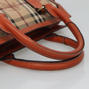 BURBERRY Nova Check Hand Bag PVC 2WAY Beige Gold Auth MX482-7