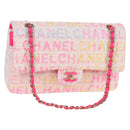 CHANEL Matelasse 25 Chain Shoulder Bag Tweed Pink Gold CC Auth MX484SM-1
