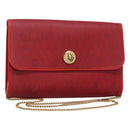 Christian Dior Honeycomb Canvas Chain Shoulder Bag PVC Red Gold Auth MX492-1