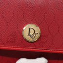 Christian Dior Honeycomb Canvas Chain Shoulder Bag PVC Red Gold Auth MX492-10